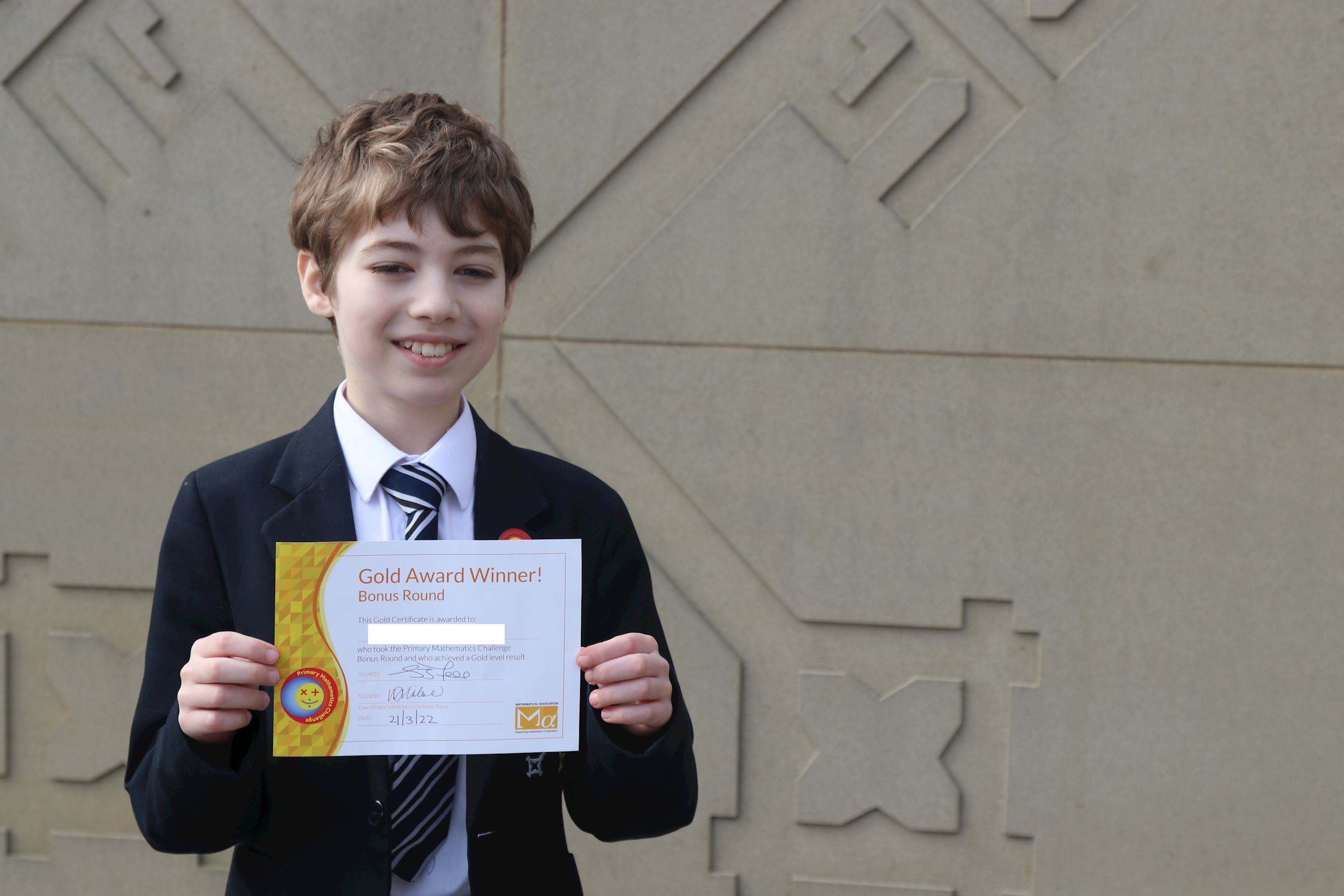 Primary Maths Challenge Gold Award